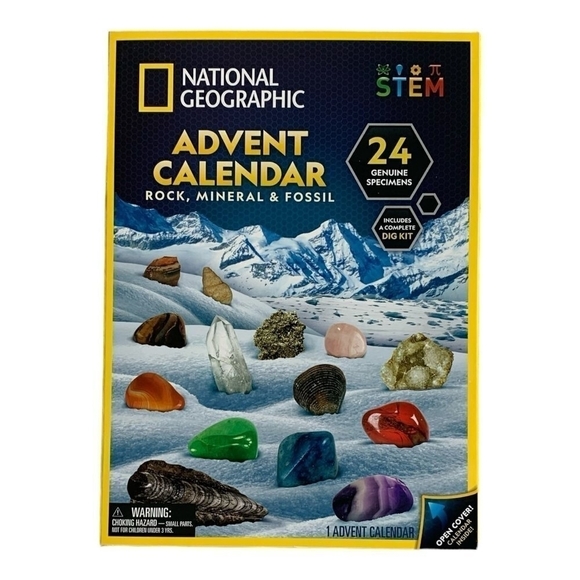NATIONAL GEOGRAPHIC Rock, Mineral & Fossil Advent Calendar Dig Kit Gift Box - Picture 2 of 4